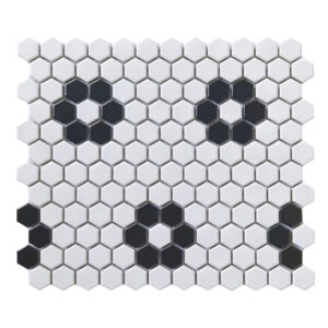 BLACK & WHITE MATTE 12X12 FLOWER HEX 1X1
