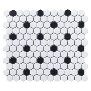 BLACK & WHITE MATTE 12X12 HEXAGON 1X1