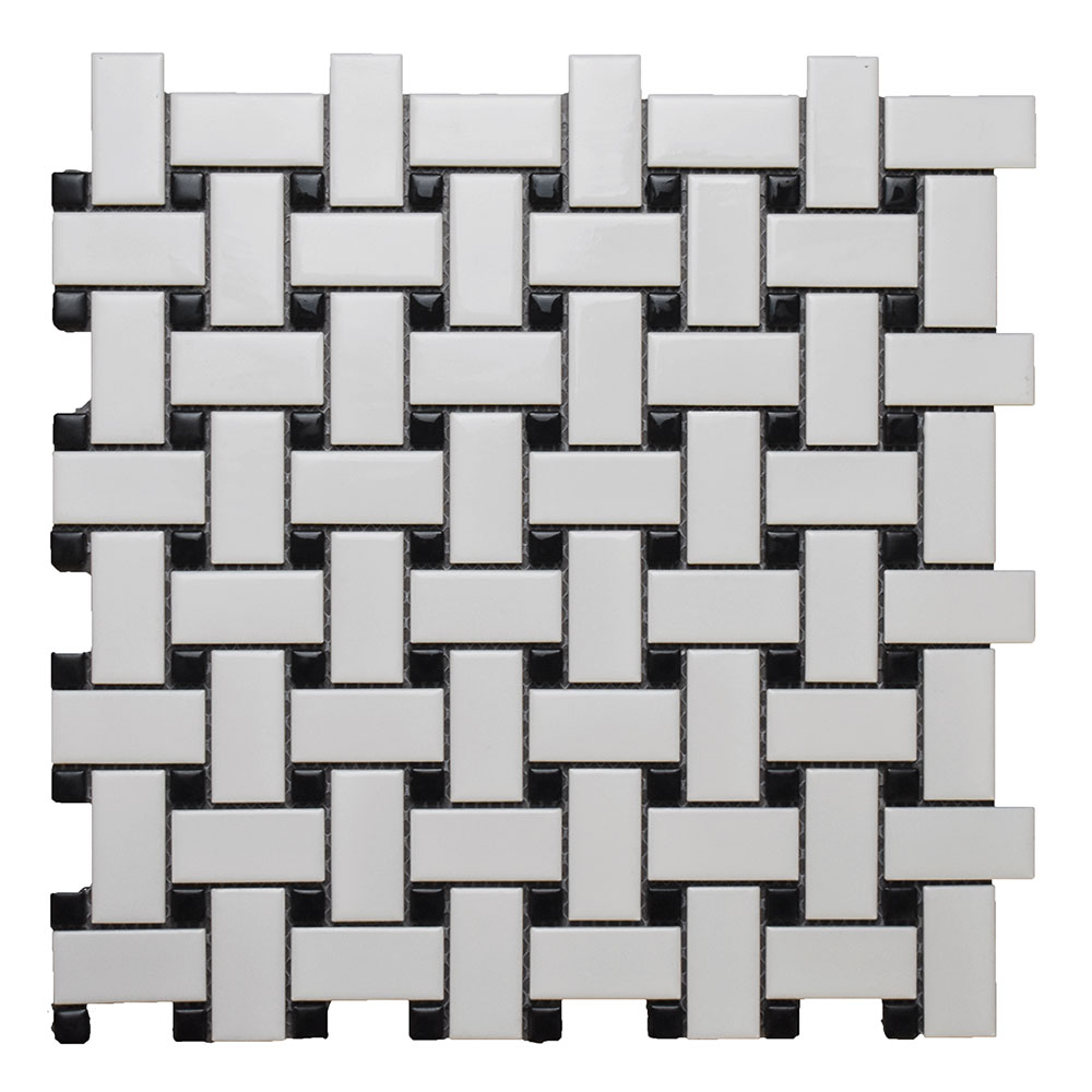 Roca Tile - CC Mosaics Black & White basket weave matte