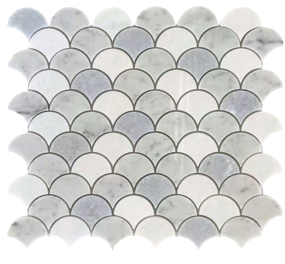 BLUE CLST MIX CARRARA FAN 12X12 MOS