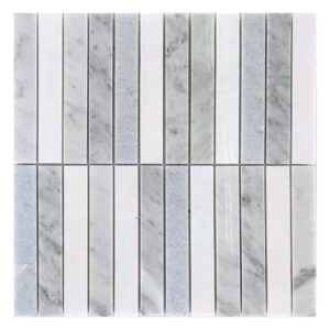 BLUE CLST WHITE MIX STACKED 12X12 MOSAIC