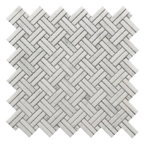 WHITE MARBLE POL 12X12 CROSSED BASKET WEAVE