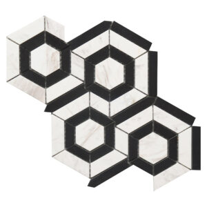 B&W MARBLE POL 9X12 HEXAGON