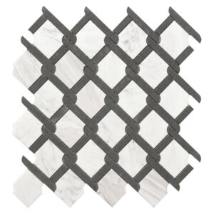 MARBLE BLACK AND WHITE POL 12X12 MEDALLION