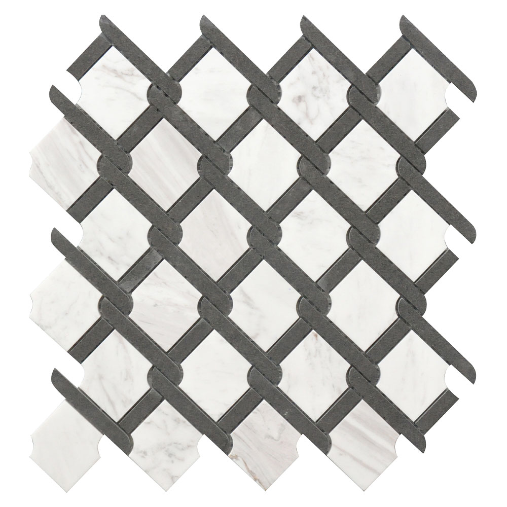 MARBLE BLACK AND WHITE POL 12X12 MEDALLION