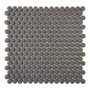 TAUPE MATTE 12X12 PENNY ROUND 1X1