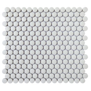 WHITE MATTE 12X12 PENNY ROUND 1X1