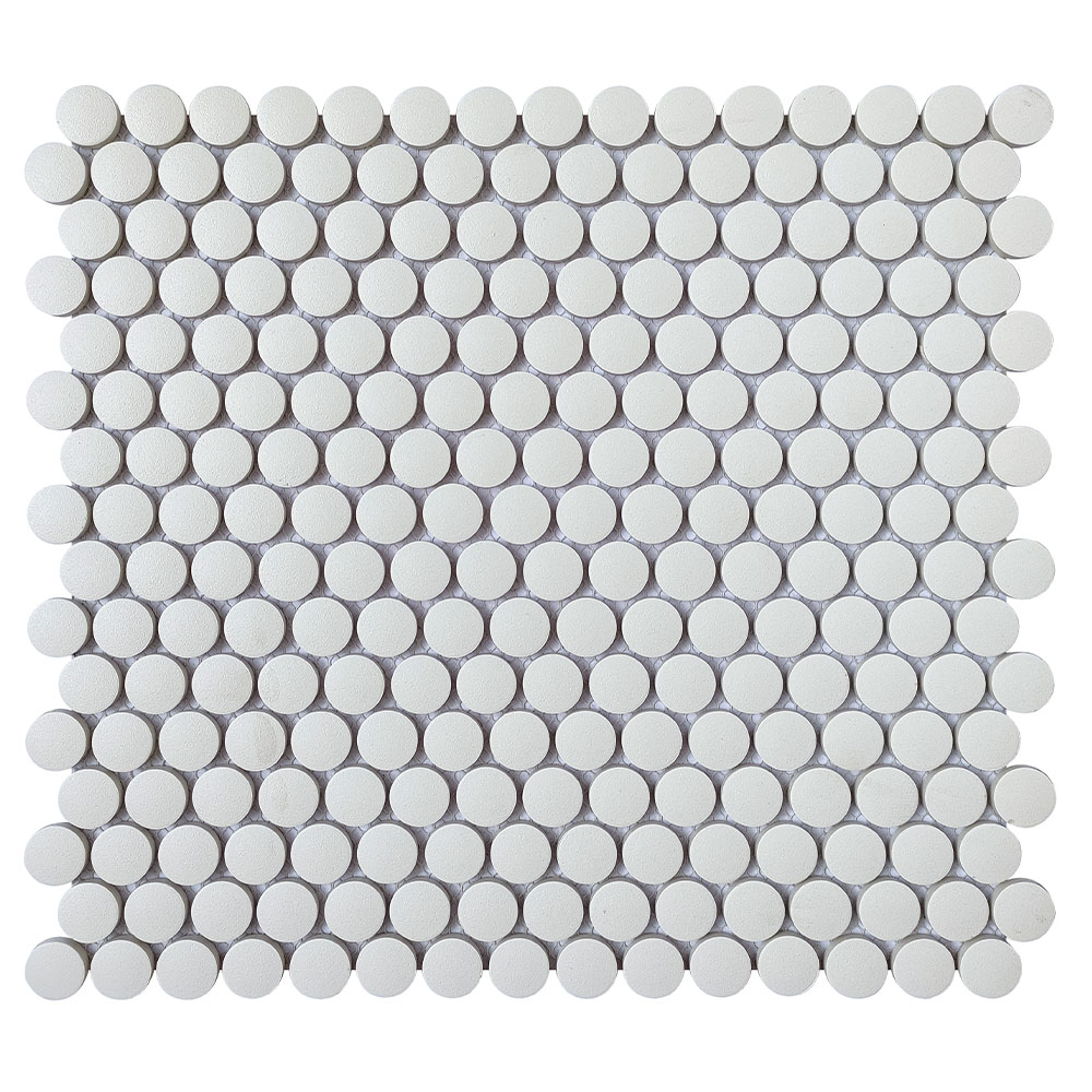 WHITE MATTE 12X12 PENNY ROUND 1X1